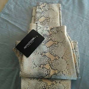 Snakeskin faux leather leggings